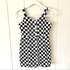 FOREVER 21 Girls Checkered denim dress size Large (11/12) black and white